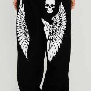 Baggy Skater Angel Printed Denim Jeans