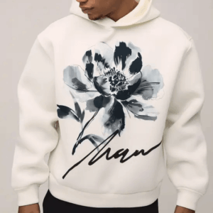 Oversized Boxy Floral Bonded Scuba Printed Hoodie